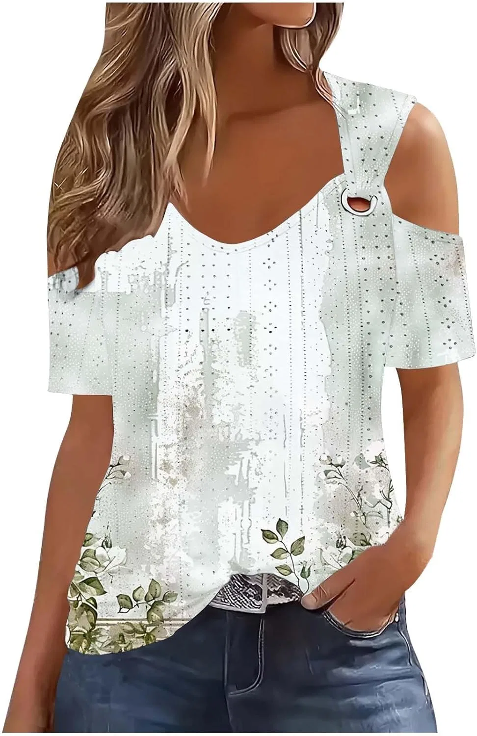 Женская блуза с открытыми плечами, Hollow Out Eyelet, короткий рукав, разноцветная