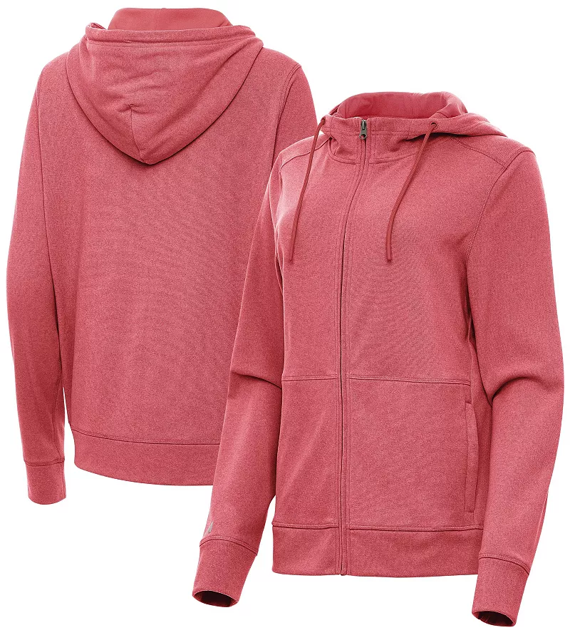 

Женская толстовка для гольфа с молнией во всю длину Antigua Seeker, цвет Dark Red Heather