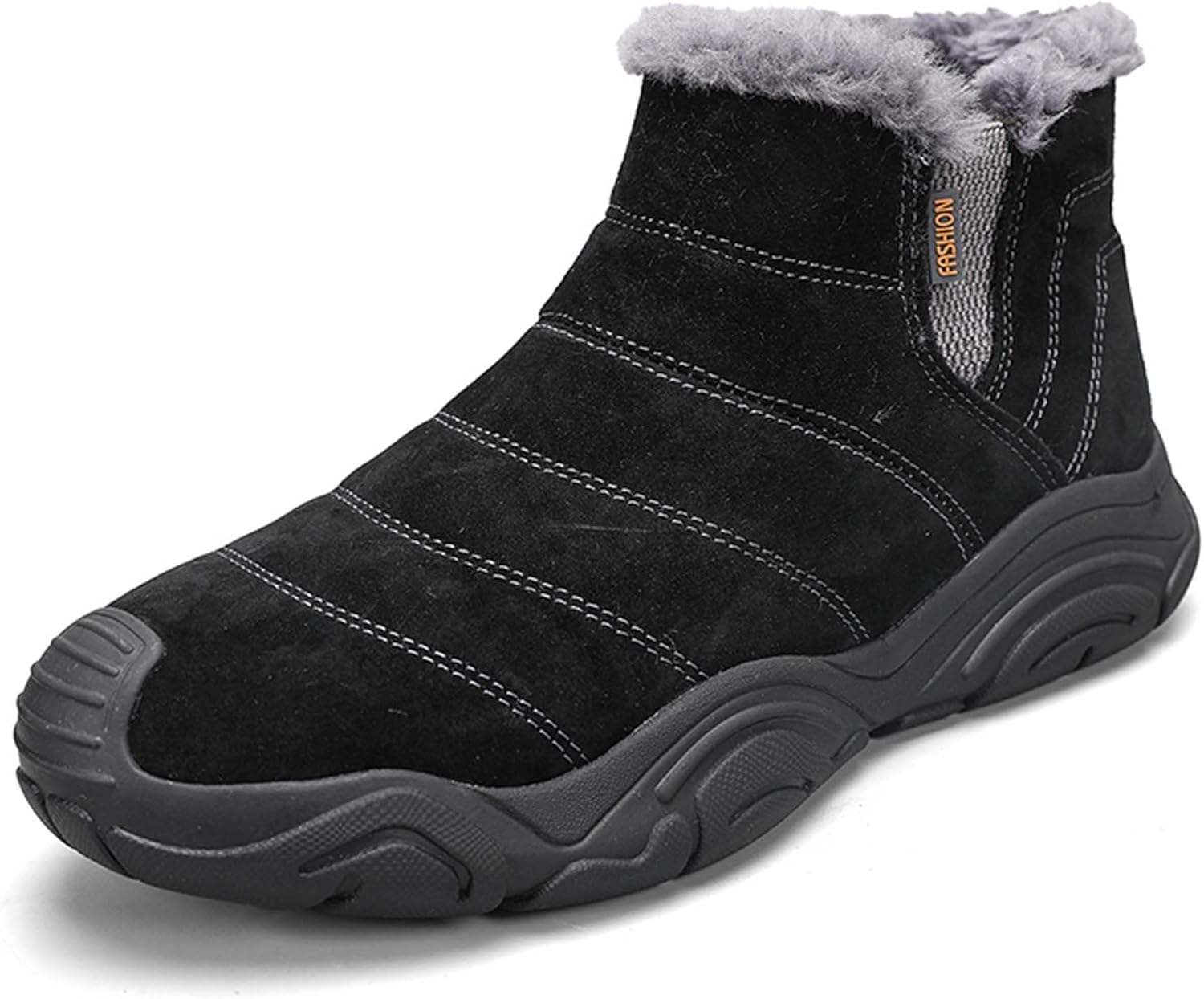

Мужские зимние ботинки с меховой подкладкой, водонепроницаемые, теплые, на щиколотку, противоскользящие, для прогулок на улице, хлопковые Generic, черный
