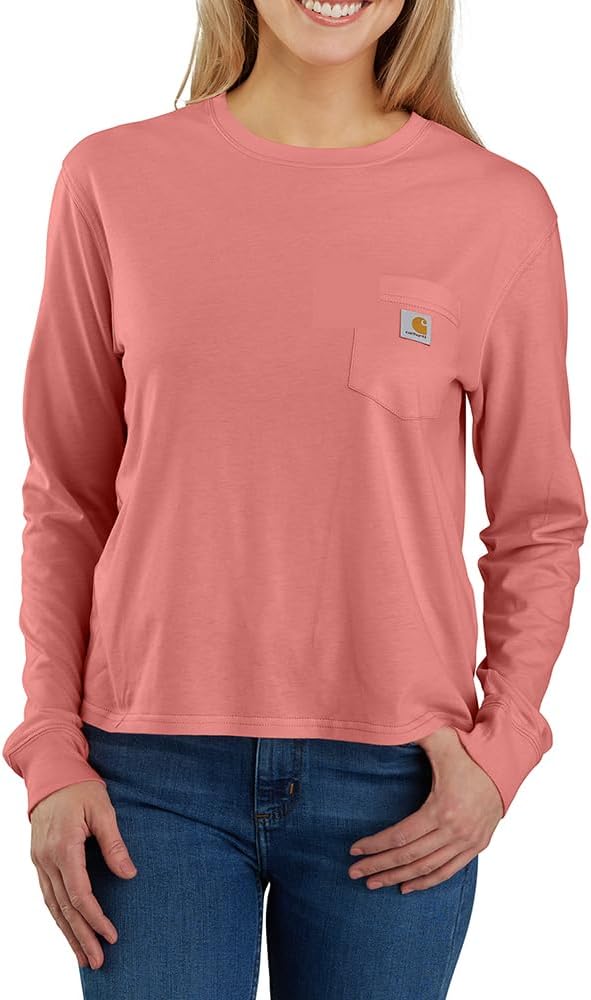 

Carhartt женская футболка с длинным рукавом и карманом, свободного кроя, из серии Tencel Fiber, Aged Coral, Розовый, Carhartt женская футболка с длинным рукавом и карманом, свободного кроя, из серии Tencel Fiber, Aged Coral