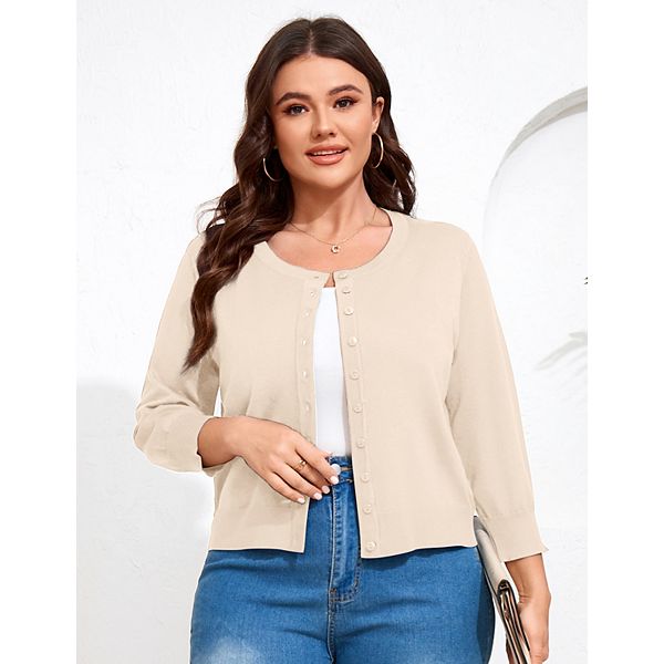 

Кардиган женский plus size с 3/4 рукавом и пуговицами Xuba, Apricot