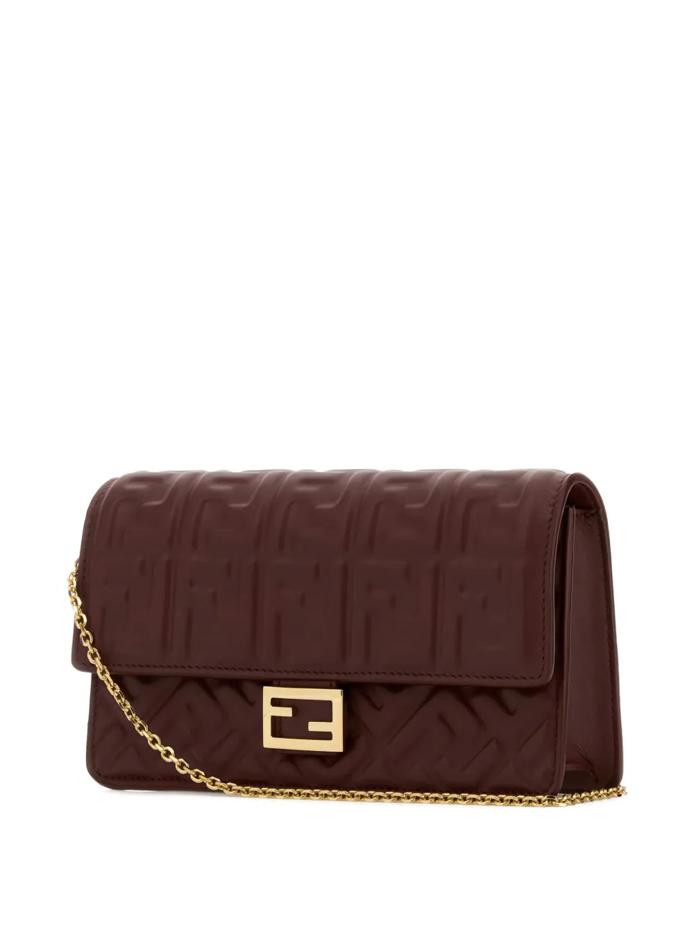 Малая тисненная сумка-багет на плечо Fendi, коричневый — фото 3