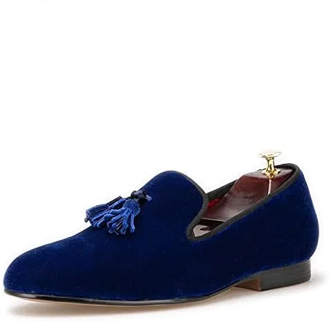 Лоферы мужские HI&HANN Tassel Velvet Blue — фото 2