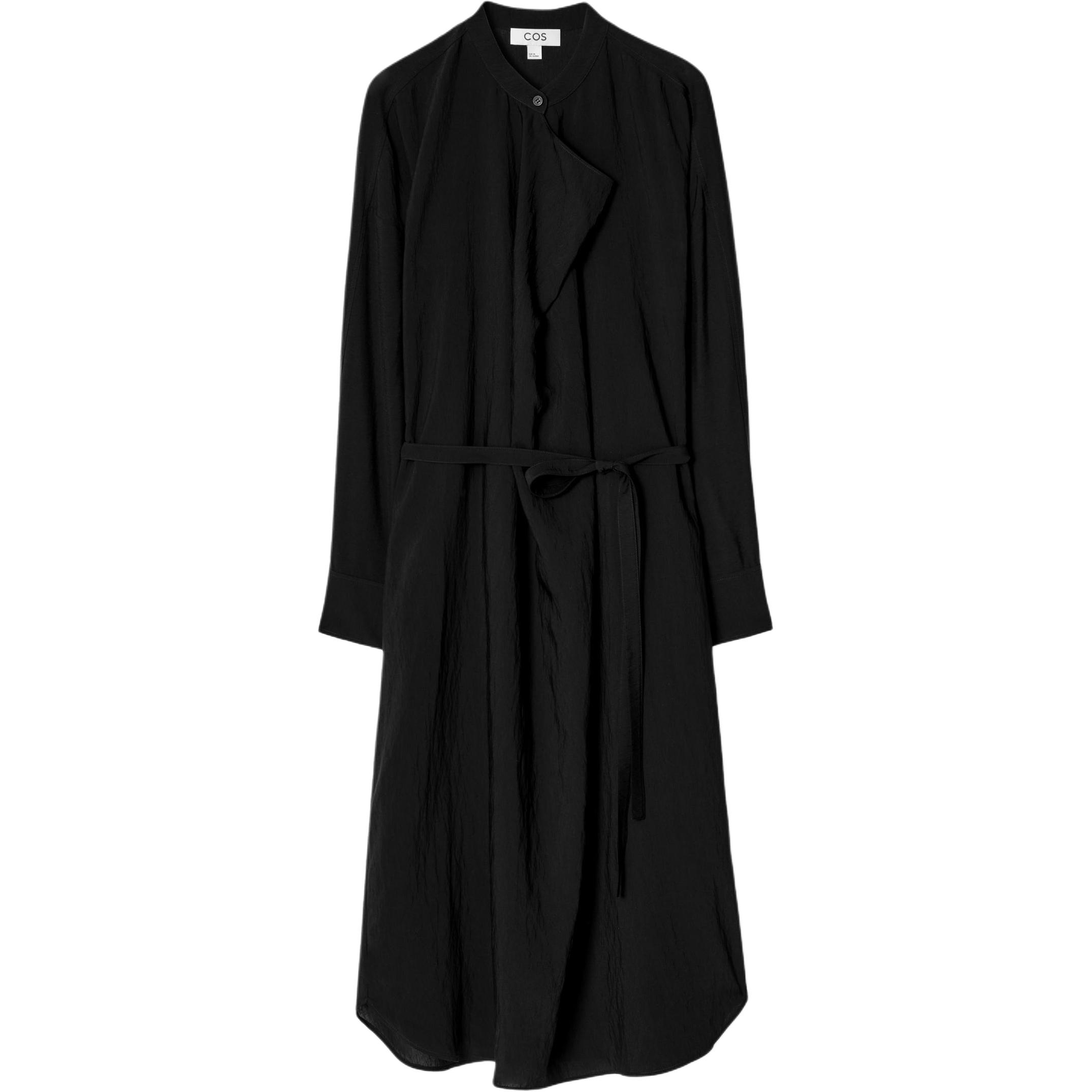 

COS Длинное платье с рукавами женское черное