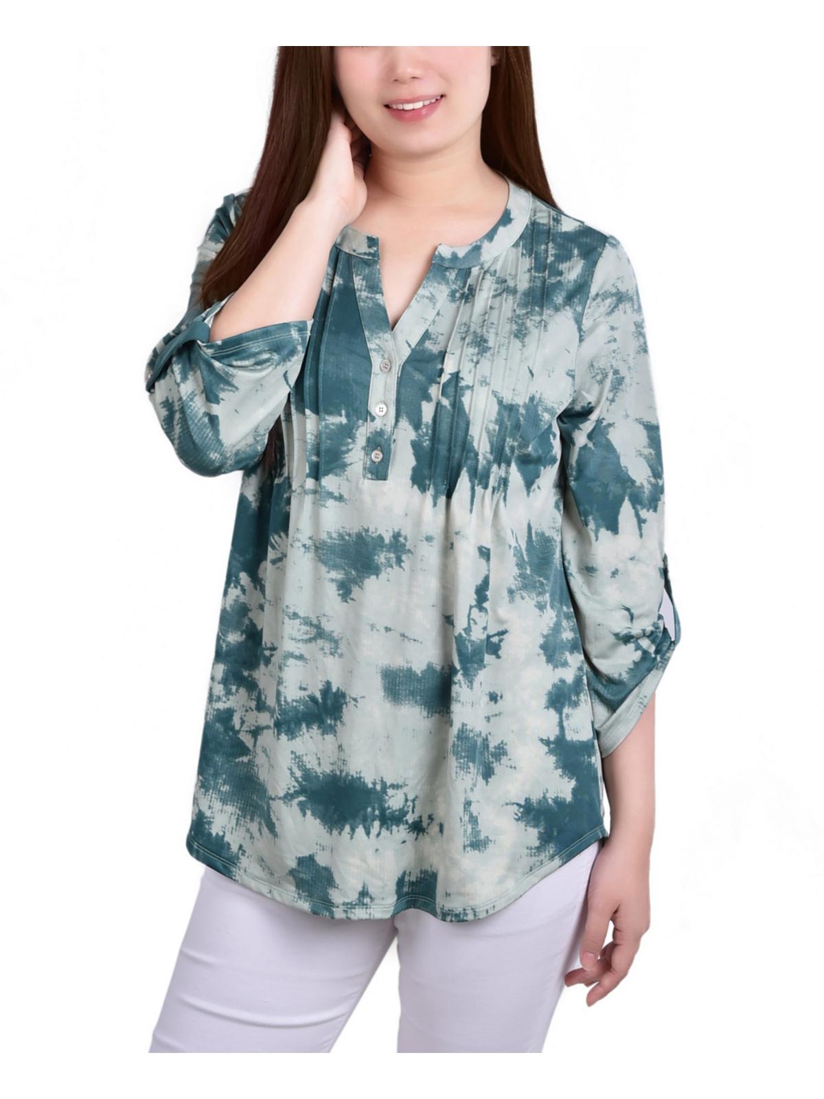 

Женская принтованная защип-топка хенли Petites NY Collection, цвет seafoam