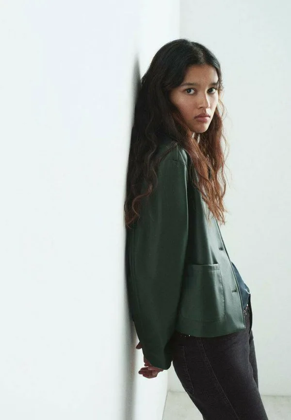 Куртка из искусственной кожи для подростков Mango Kids, Green — фото 3