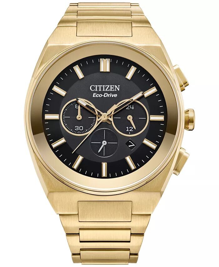 

Мужские часы Eco-Drive с хронографом Modern Axiom, золотистый браслет из нержавеющей стали, 43 мм Citizen, золото