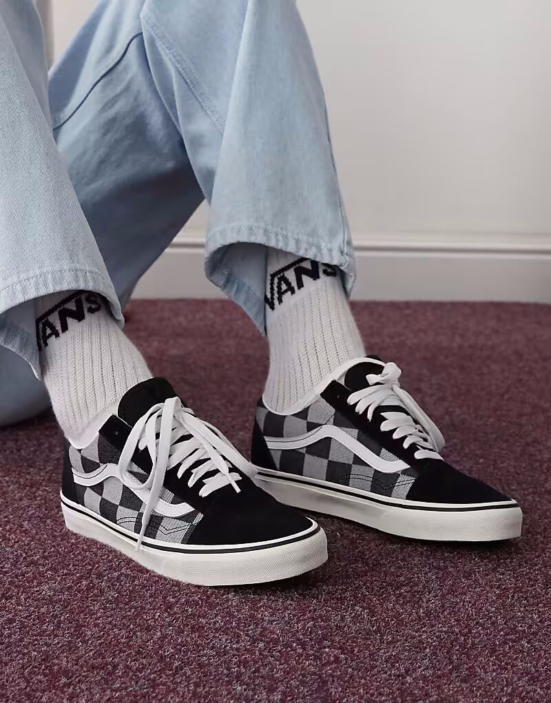 Кроссовки Vans Old Skool с монохромным шахматным узором черного цвета