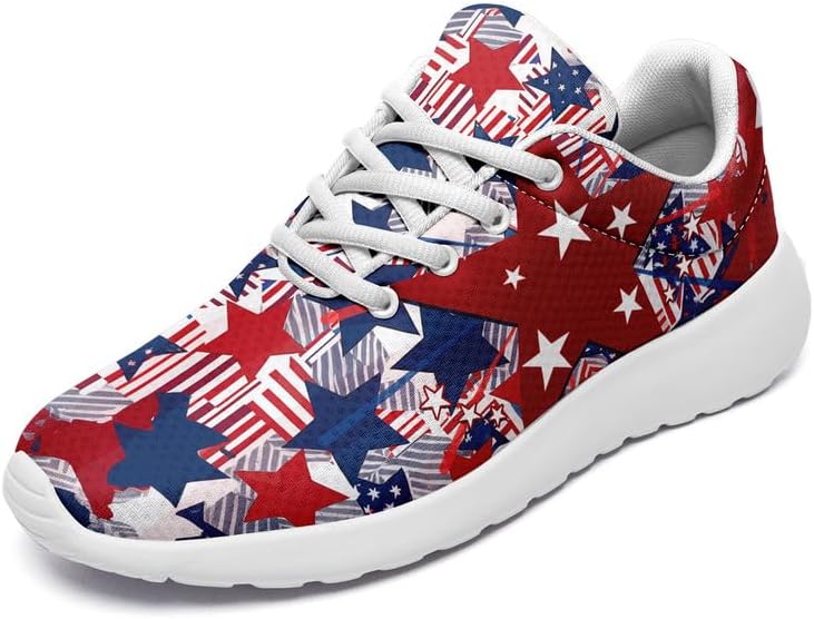 

Кроссовки для бега с американской тематикой для мужчин и женщин, стиль США, флаг США, звезды, легкие, комфортные, с амортизацией, для ходьбы Awsole, белый