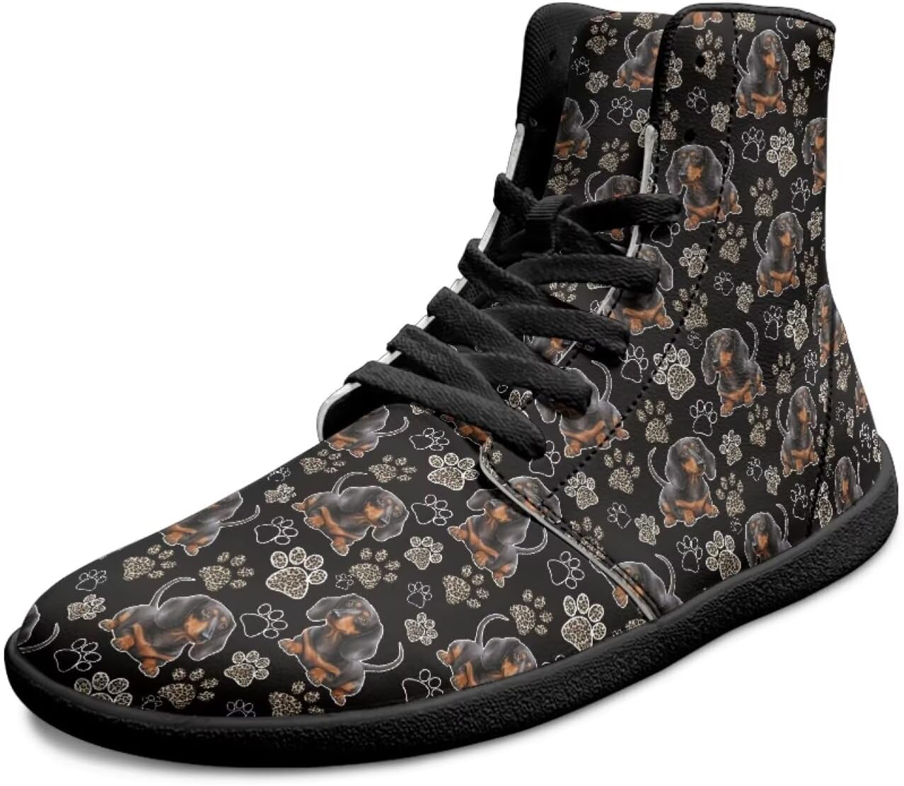 

Мужские широкие высокие кеды «босоного» типа, минималистичная подошва с нулевым перепадом, прогулочные кроссовки, повседневная обувь, кожаные мужские туфли из ПУ Chririnla, Brown Dachshund Dog Footprint