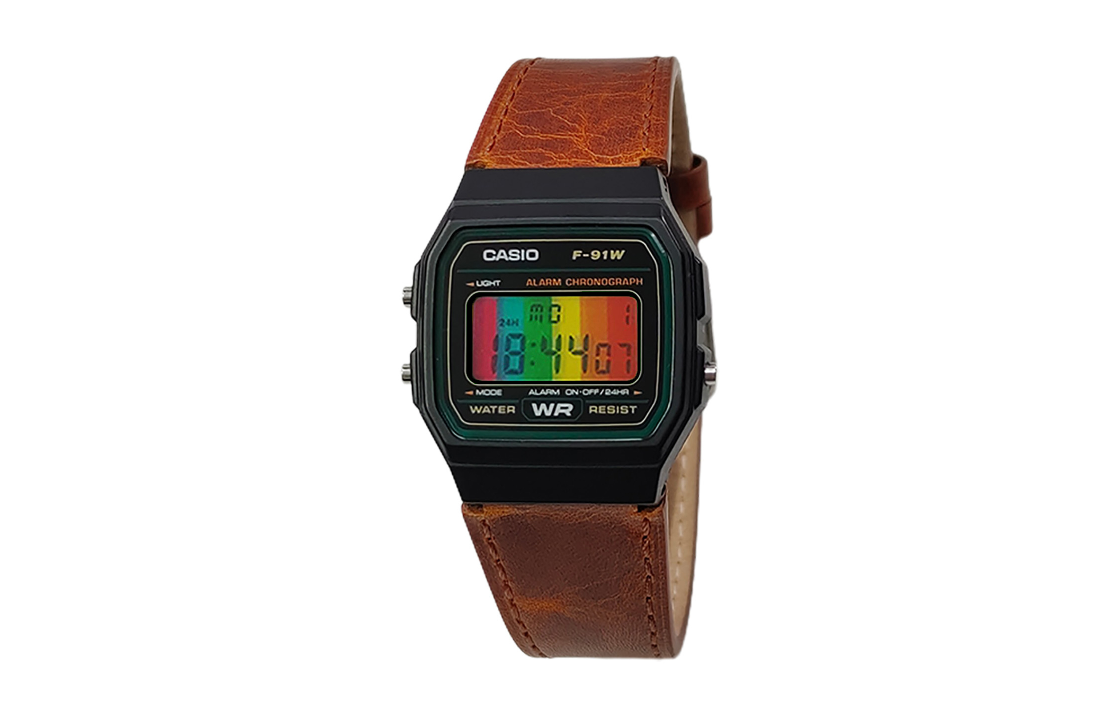 

CASIO Мужские часы Retrofit Series с кварцевым механизмом и ремешком из натуральной кожи, черный циферблат