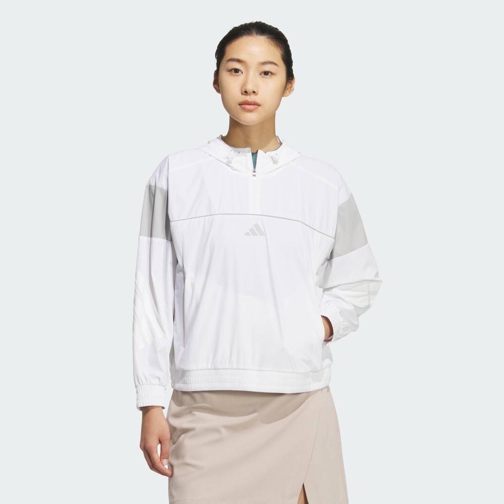Толстовка с застежкой-молнией на четверть длины и длинными рукавами Adidas, white