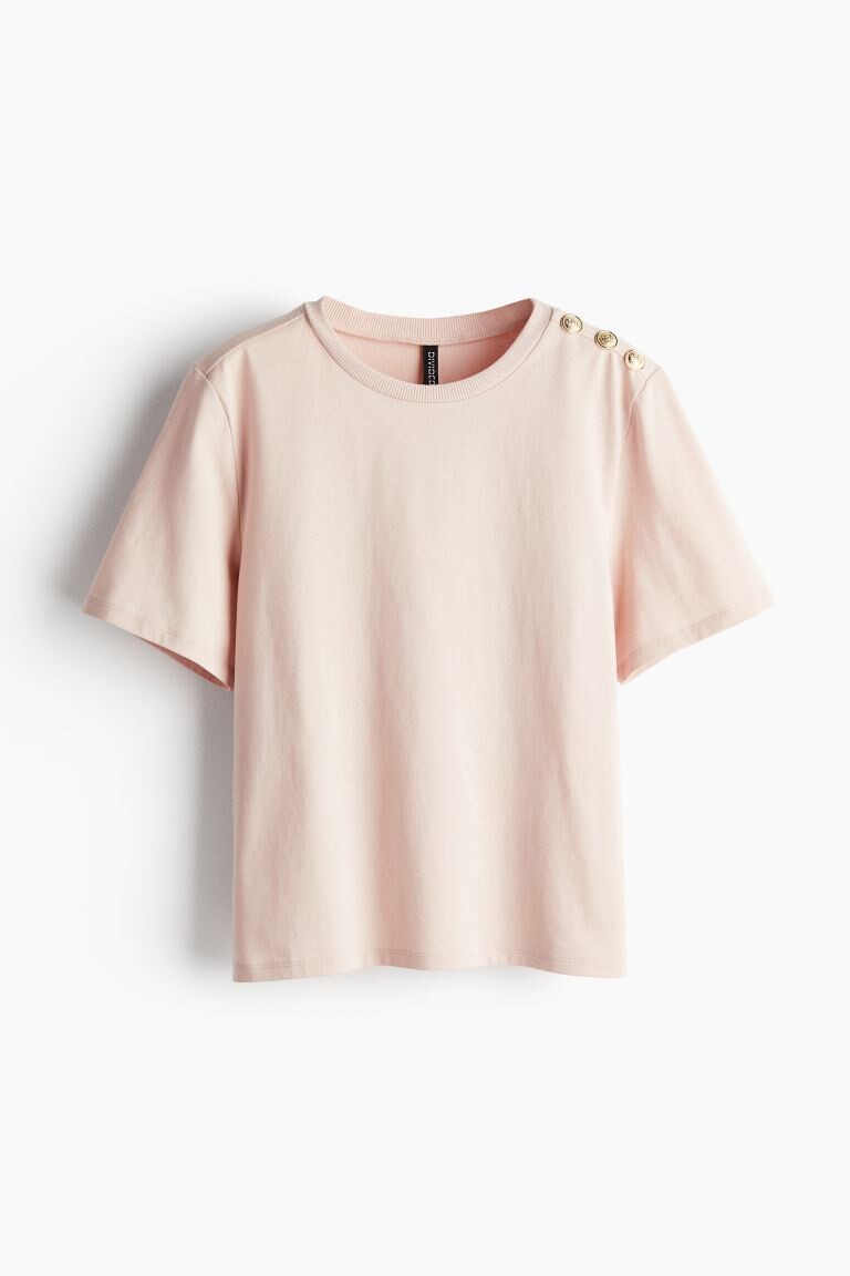 

Футболка с декоративными пуговицами H&M, розовый