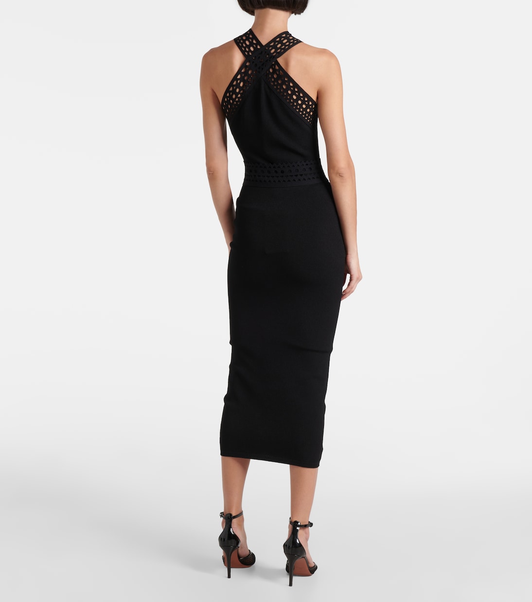 Юбка миди Vienne с вырезами из джерси Alaïa, Noir Alaia — фото 3