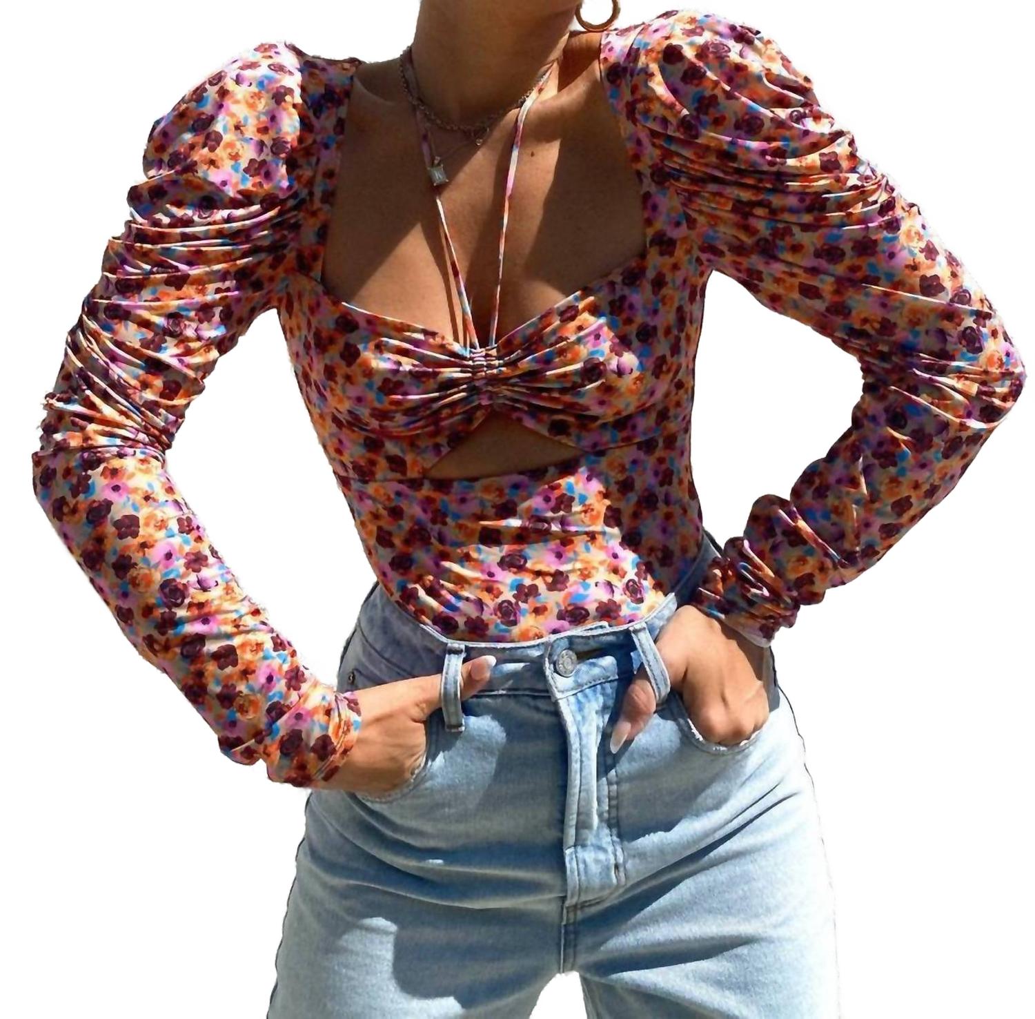 

Боди Coppelia Cutout Slinky Knit в цвете Fall Meadow Ditsy AFRM, Fall Meadow Ditsy