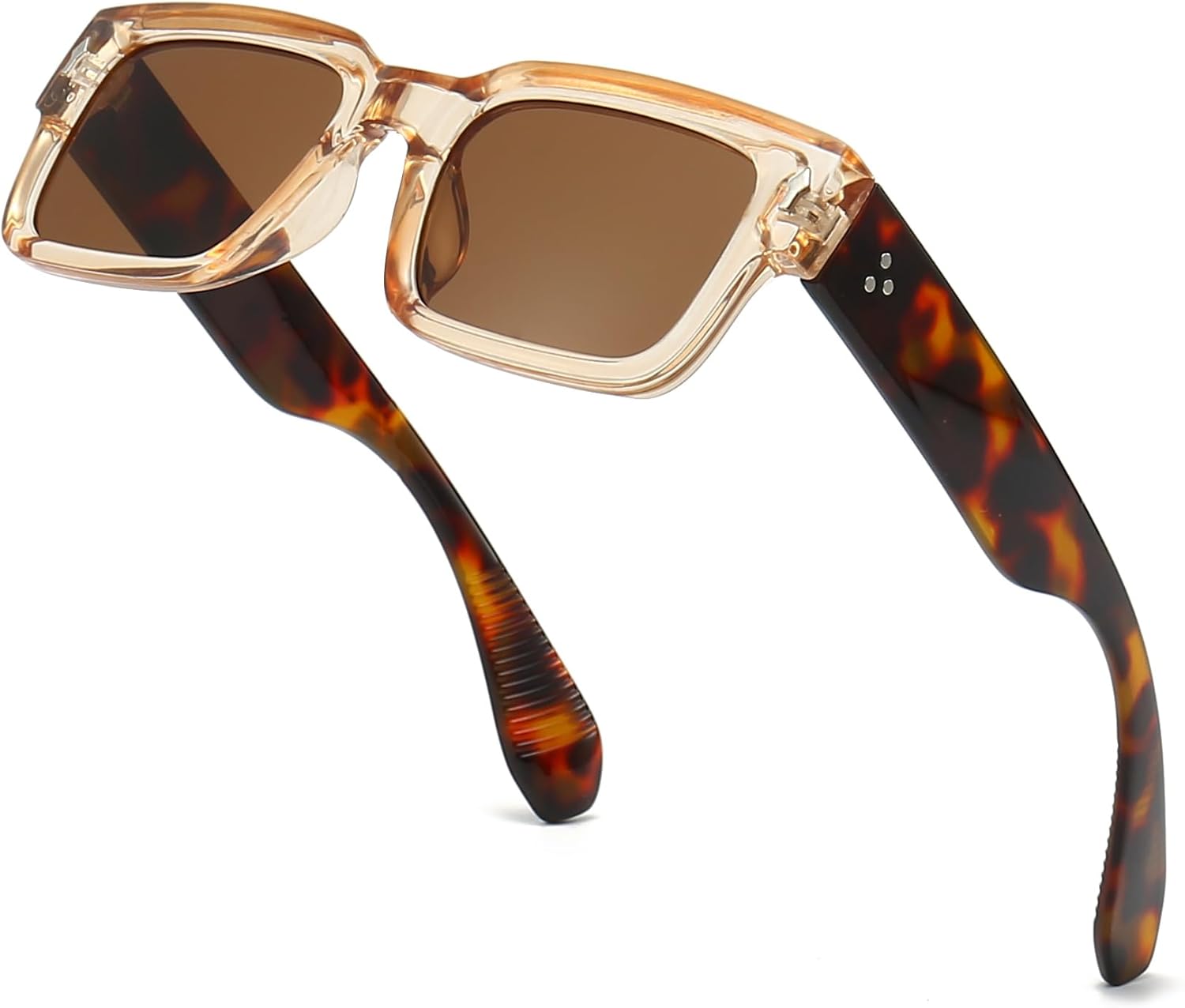 

Солнцезащитные очки в квадратной оправе для женщин и мужчин. Модные массивные прямоугольные солнцезащитные очки черного цвета ZIMUSUN, A10 Transparent Tea Leopard Leg/Tea