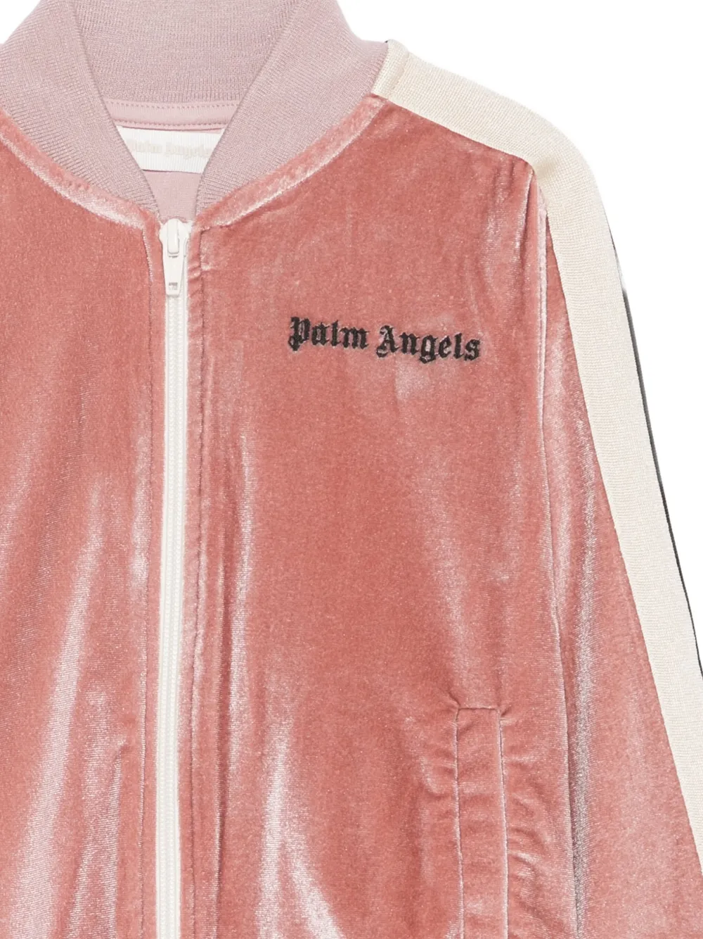 Бархатный жакет с полосатыми деталями Palm Angels Kids, розовый — фото 3