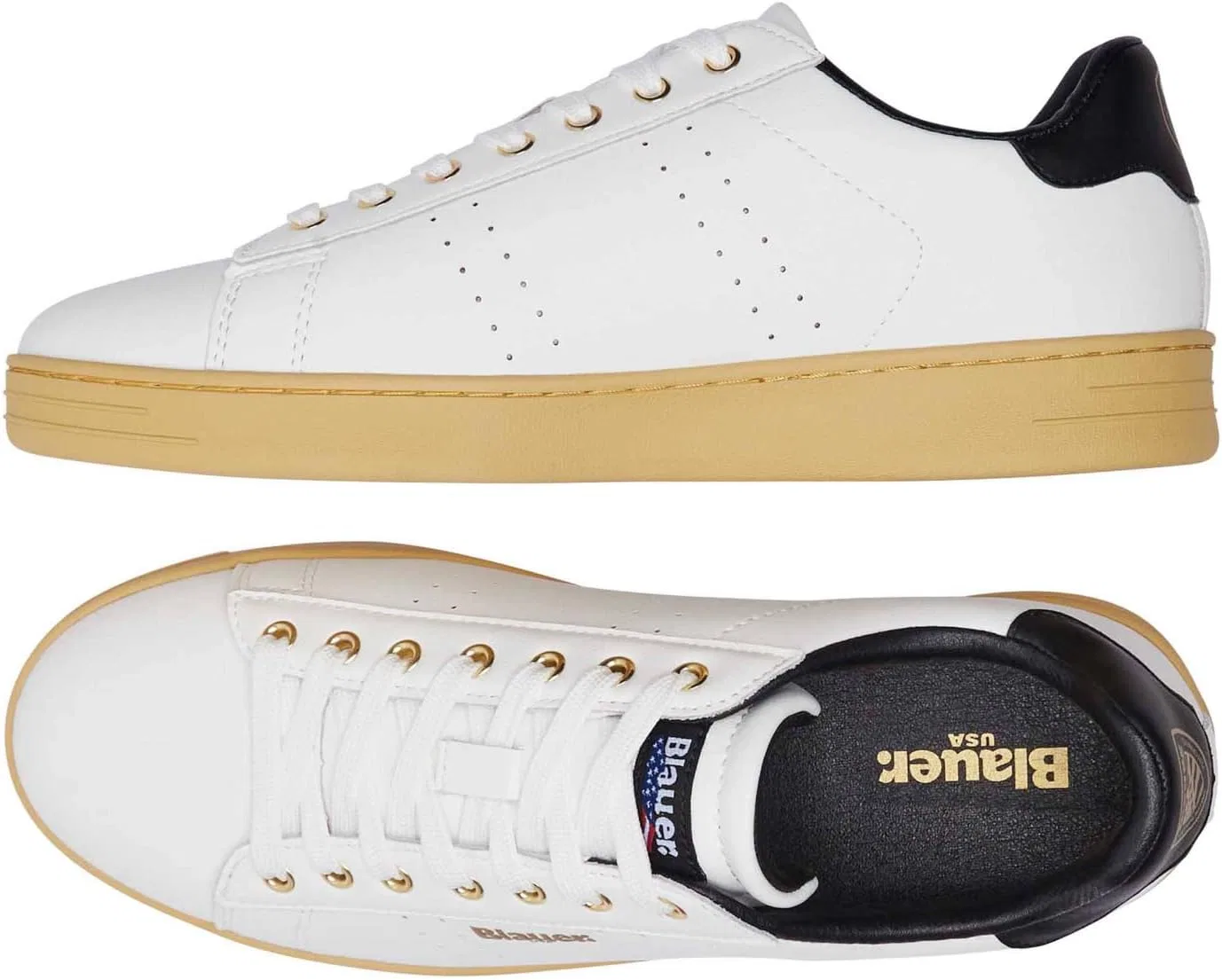 Blauer, F4GRANT01 Низкие кожаные модные мужские кроссовки, White Black — фото 3