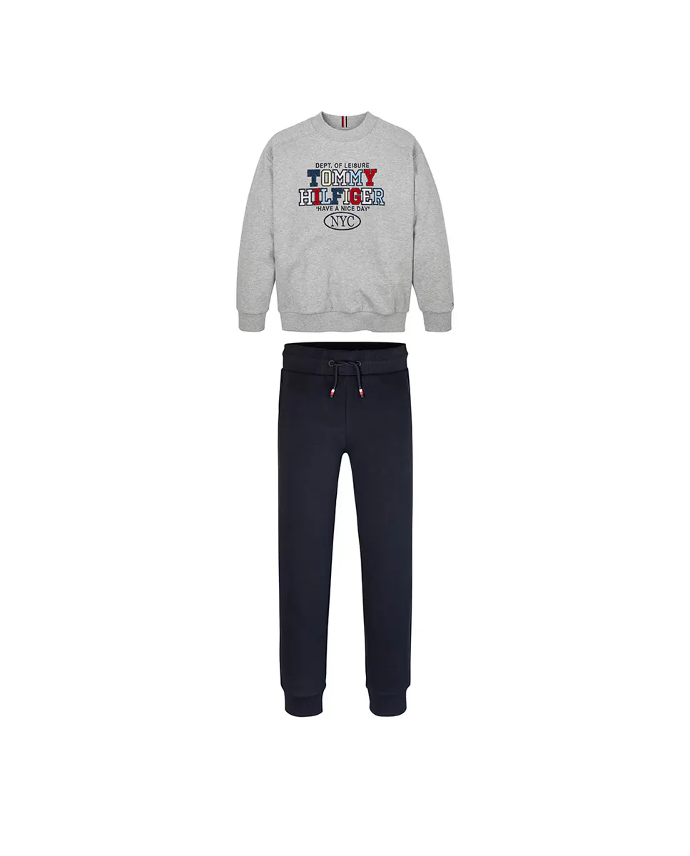 

Спортивный комплект для мальчика из хлопковой толстовки и штанов Tommy Hilfiger, мультиколор