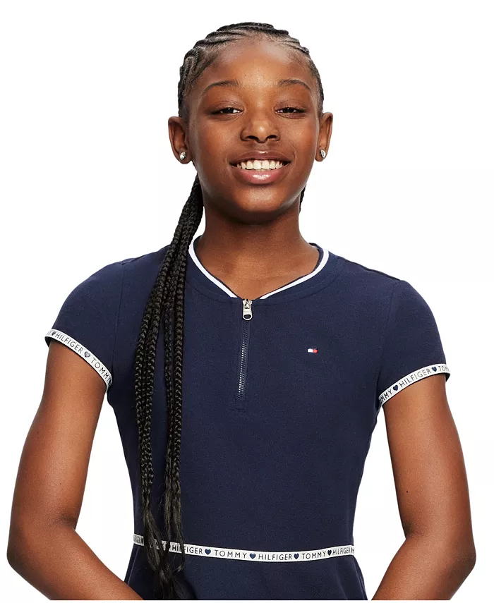 Платье с четвертной молнией для девочек Toddler Girls Quarter Zip Dress Tommy Hilfiger, синий — фото 3