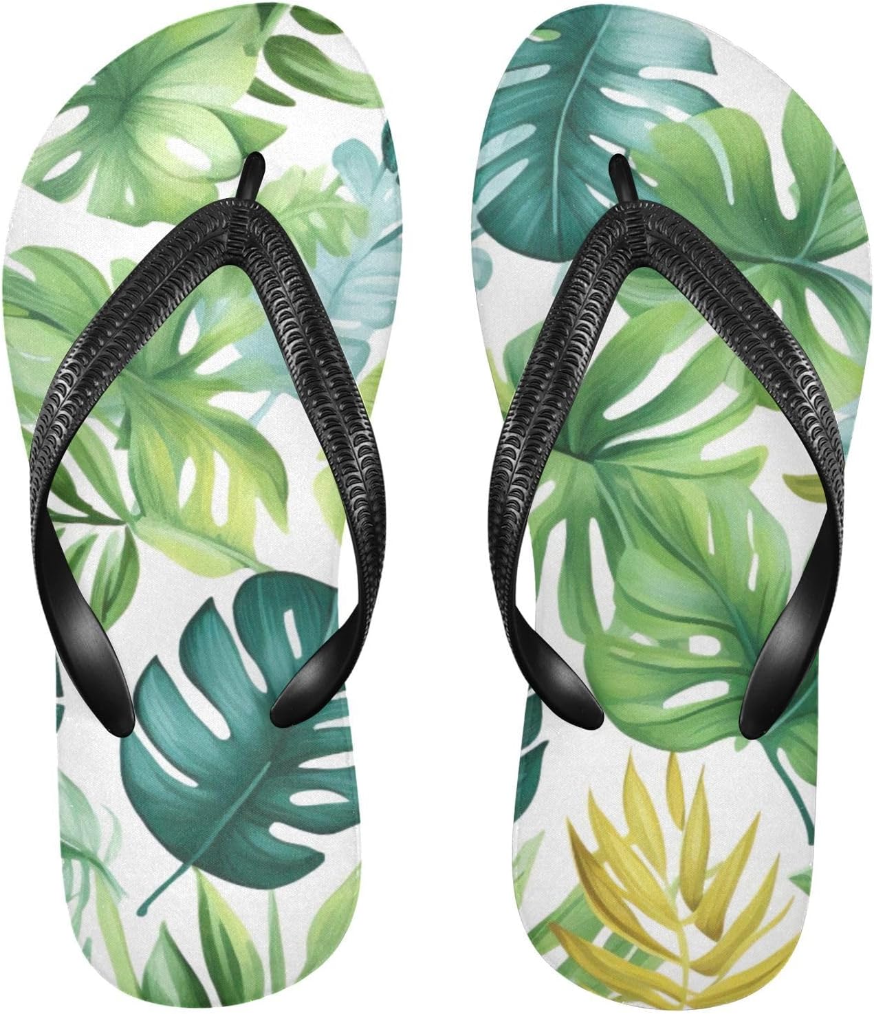 

Шлепанцы с рисунком пальм, пляжные летние повседневные сандалии для женщин и мужчин, тапочки для душа, размер XS Kfbe, Leaves