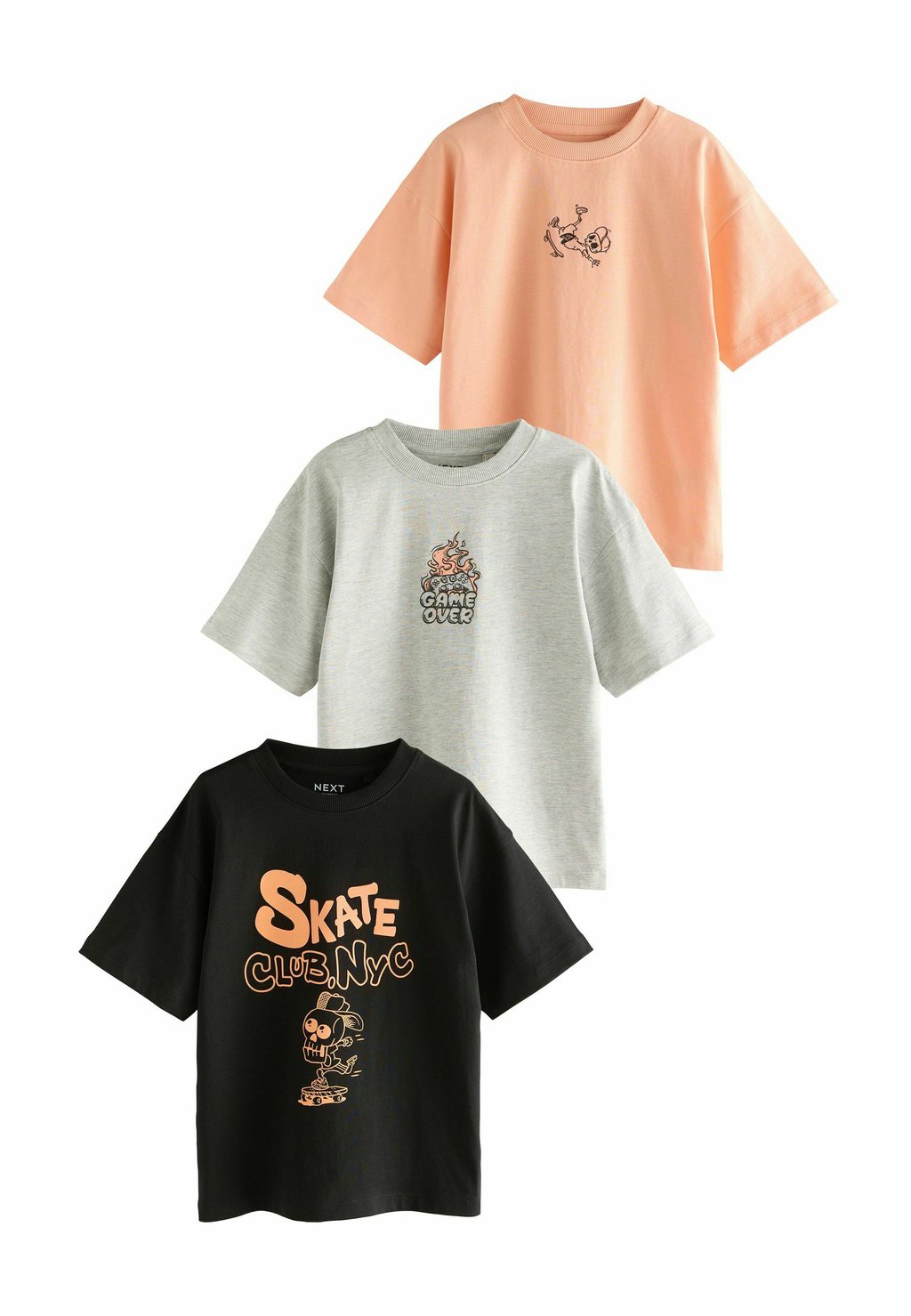 

Футболка с принтом SHORT SLEEVE GRAPHIC 3 PACK STANDARD Next, серый