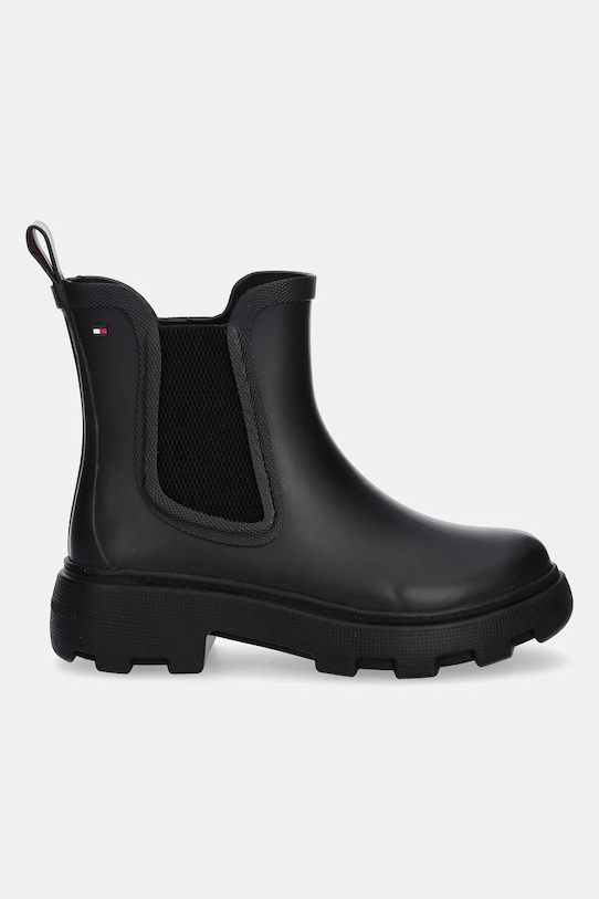 Резиновые сапоги Rubber Flag Cleated Rainboot с протектором Tommy Hilfiger, черный — фото 2