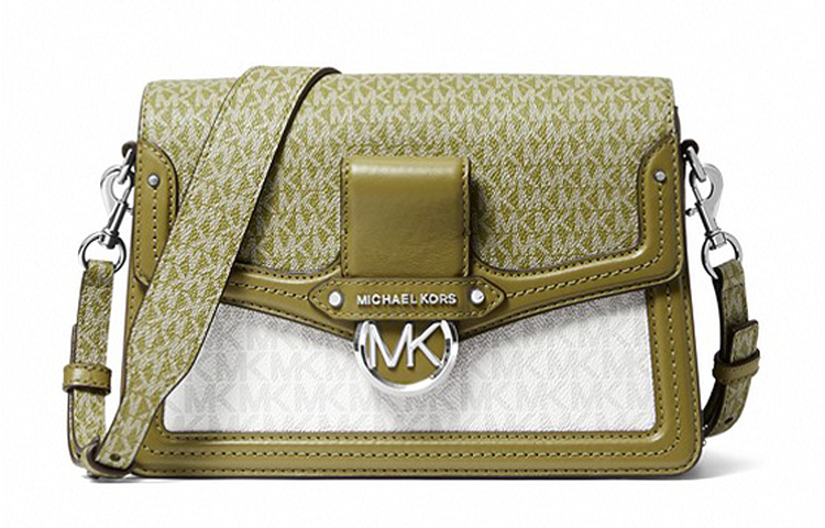 

MICHAEL KORS Сумка Jessie Canvas с брезентом, через плечо, среднего размера, женская, цвета авокадо и белого