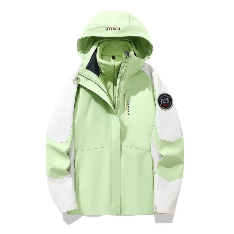 

JEEP SPIRIT Теплый износостойкий водостойкий ветрозащитный ветровка Унисекс, Women's Apple Green (Two-Piece Set)