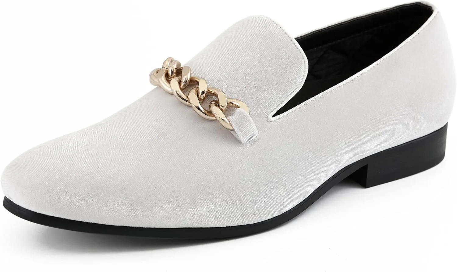 

Мужские слипоны Amali Fay из бархата с золотой цепочкой, официальные бархатные лоферы для мужчин, оригинальные туфли для смокинга и смокинговые туфли, белый