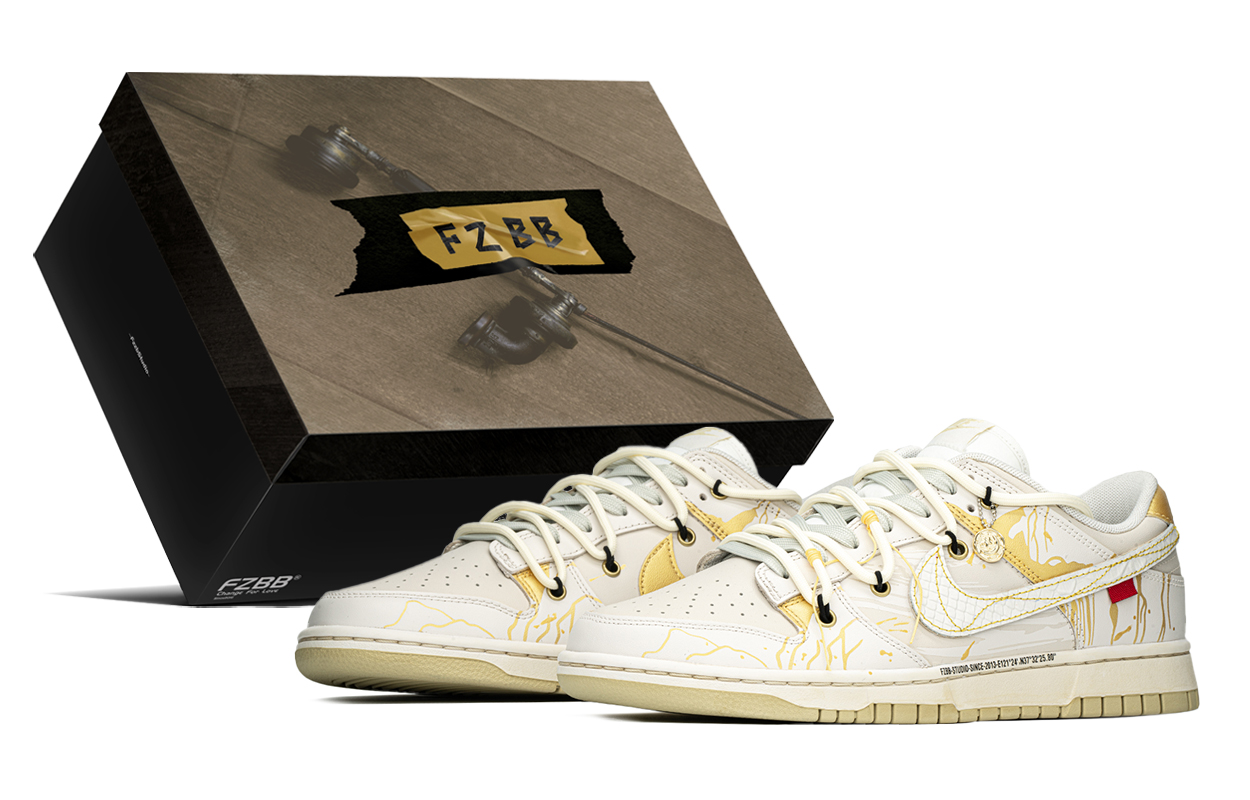 

Nike Кроссовки для скейтбординга Dunk FZBB Space Exploration с противоскользящим износостойким верхом, мужские, бежево-золотые