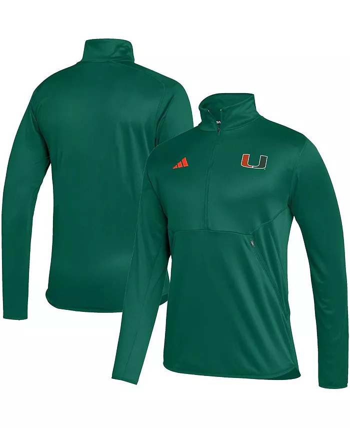 

Мужская зеленая толстовка Miami Hurricanes 2023 Sideline AEROREADY с полузастежкой adidas