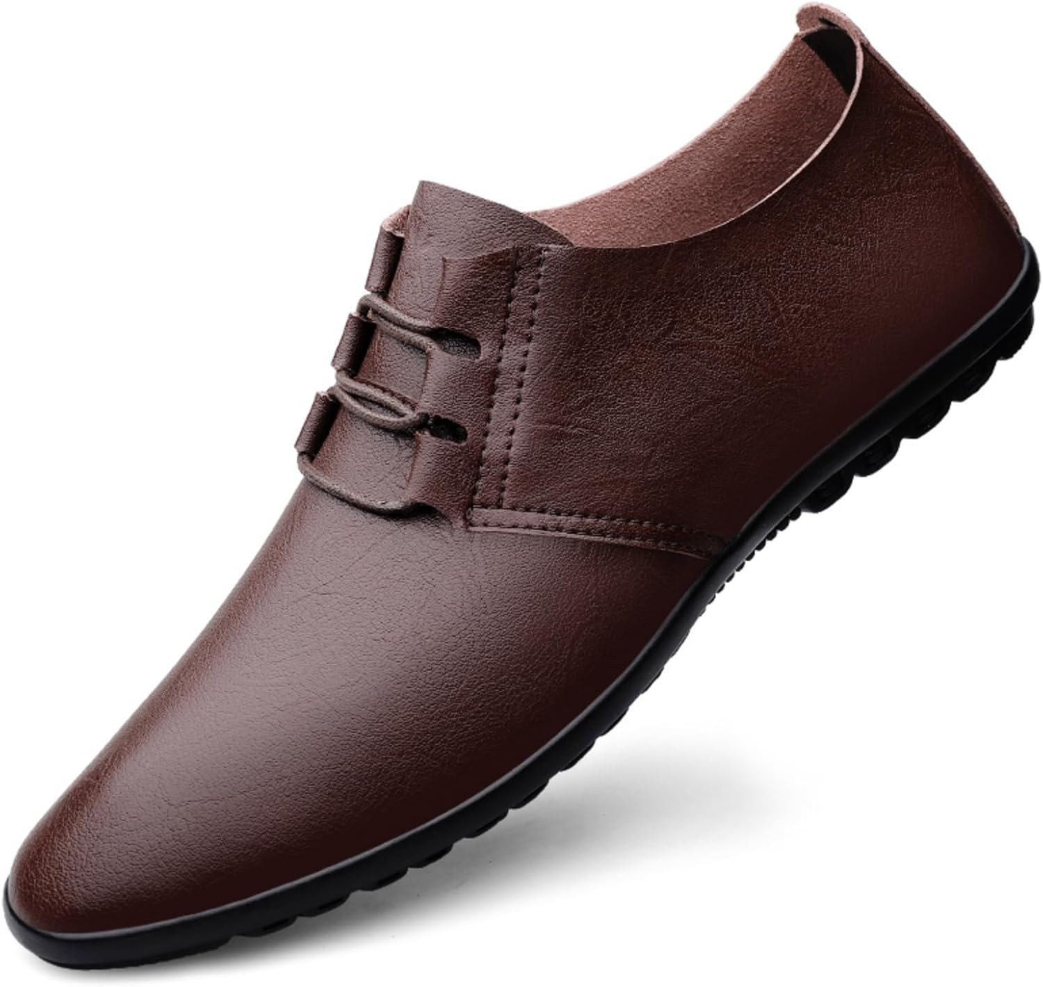 

Мужские кожаные туфли с текстурированной кожей и аккуратной строчкой - противоскользящая подошва, удобная мягкая внутренняя часть для повседневного и формального использования Kelibasi, коричневый