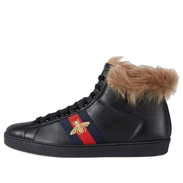 

Кроссовки stripe ace high 'black fur' Gucci, черный