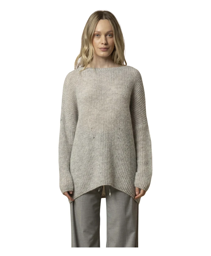 

Стильная толстовка с круглым вырезом и ребристой текстурой Kocca, серый