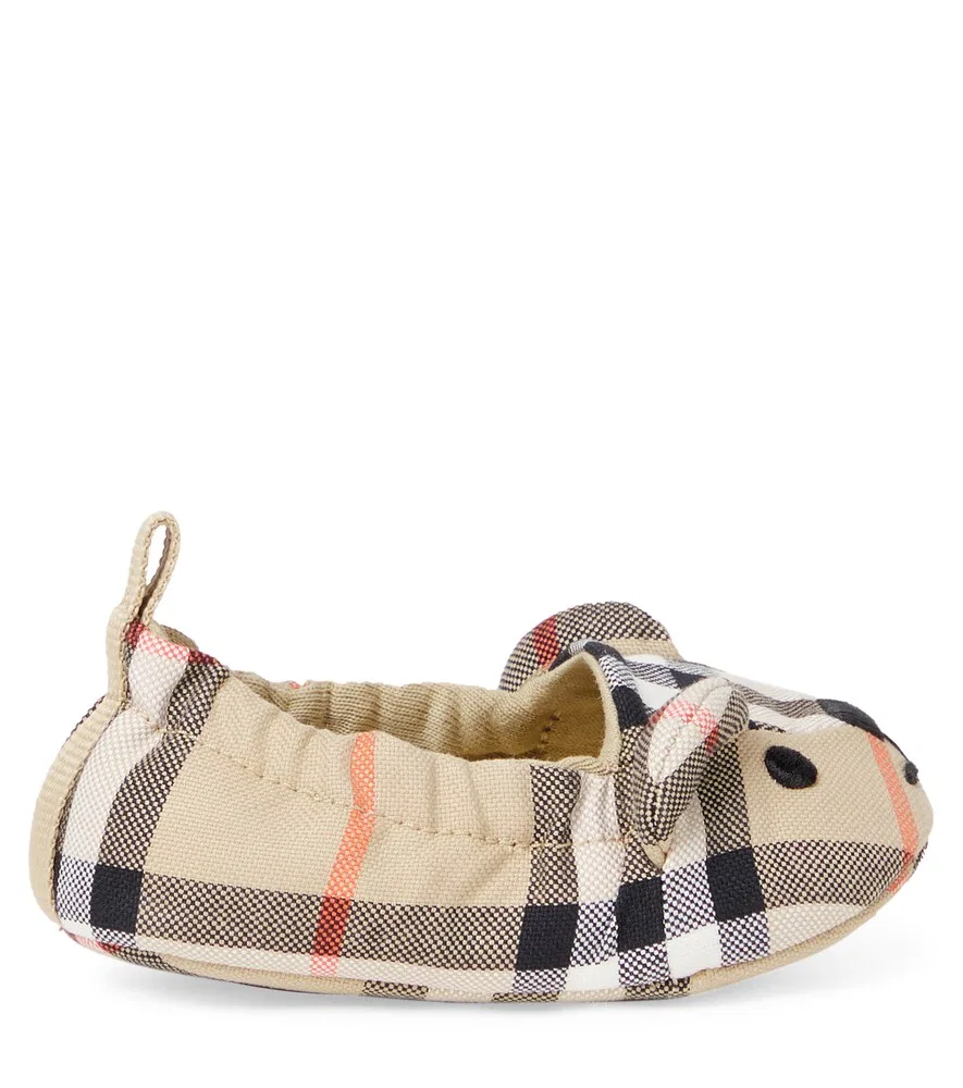 Детские слипоны из парусины в клетку Burberry Burberry Kids, бежевый — фото 3