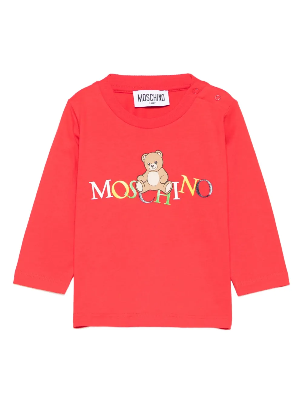 

Топ с длинными рукавами и логотипом Тедди Moschino Kids, красный