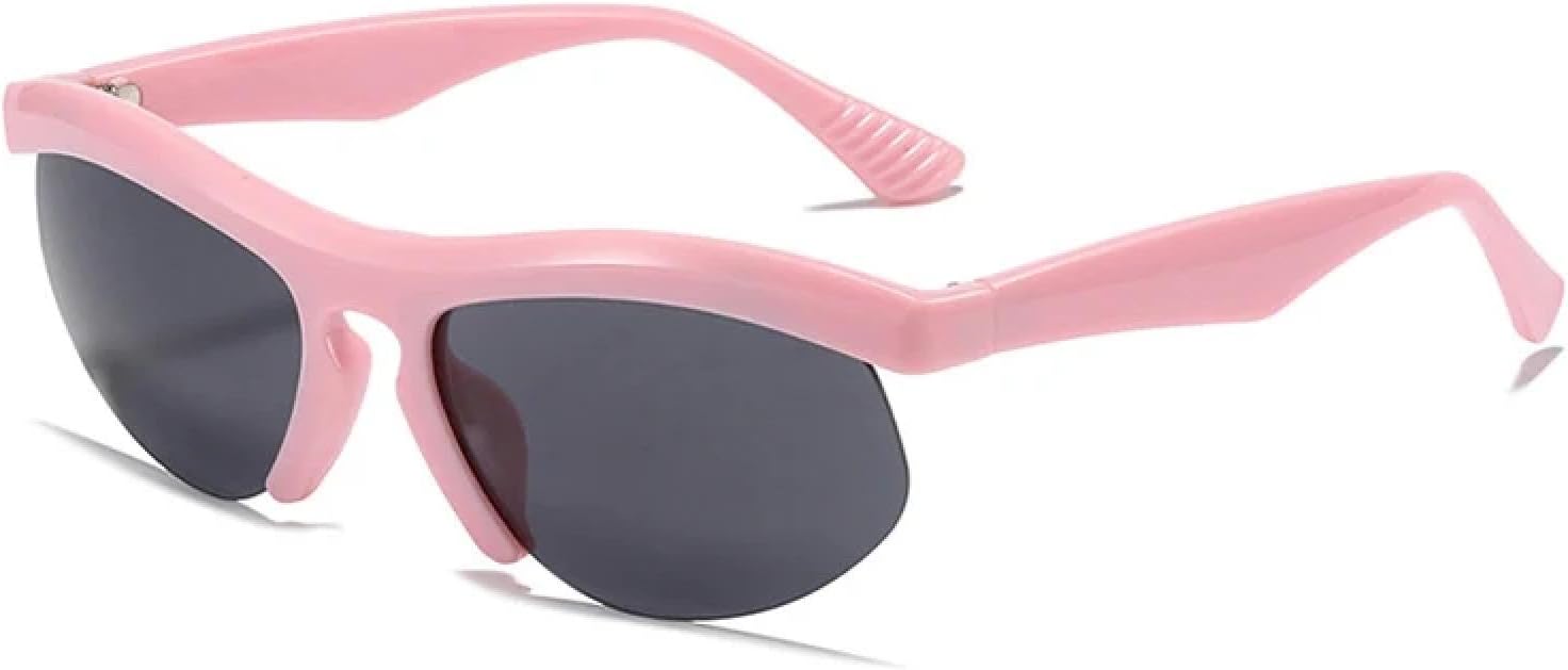 

Винтажные солнцезащитные очки для женщин и мужчин, модные, роскошные, в стиле панк, полуободковые, для спорта на открытом воздухе, велоспорта, защита от УФ-излучения UV400 TKKTLLT, Pink Gray