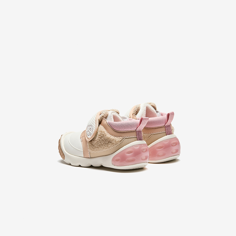 Легкие амортизирующие термо низкие детские ботинки white khaki pink для малышей Antakids, айвори белый/Raw Wood — фото 4