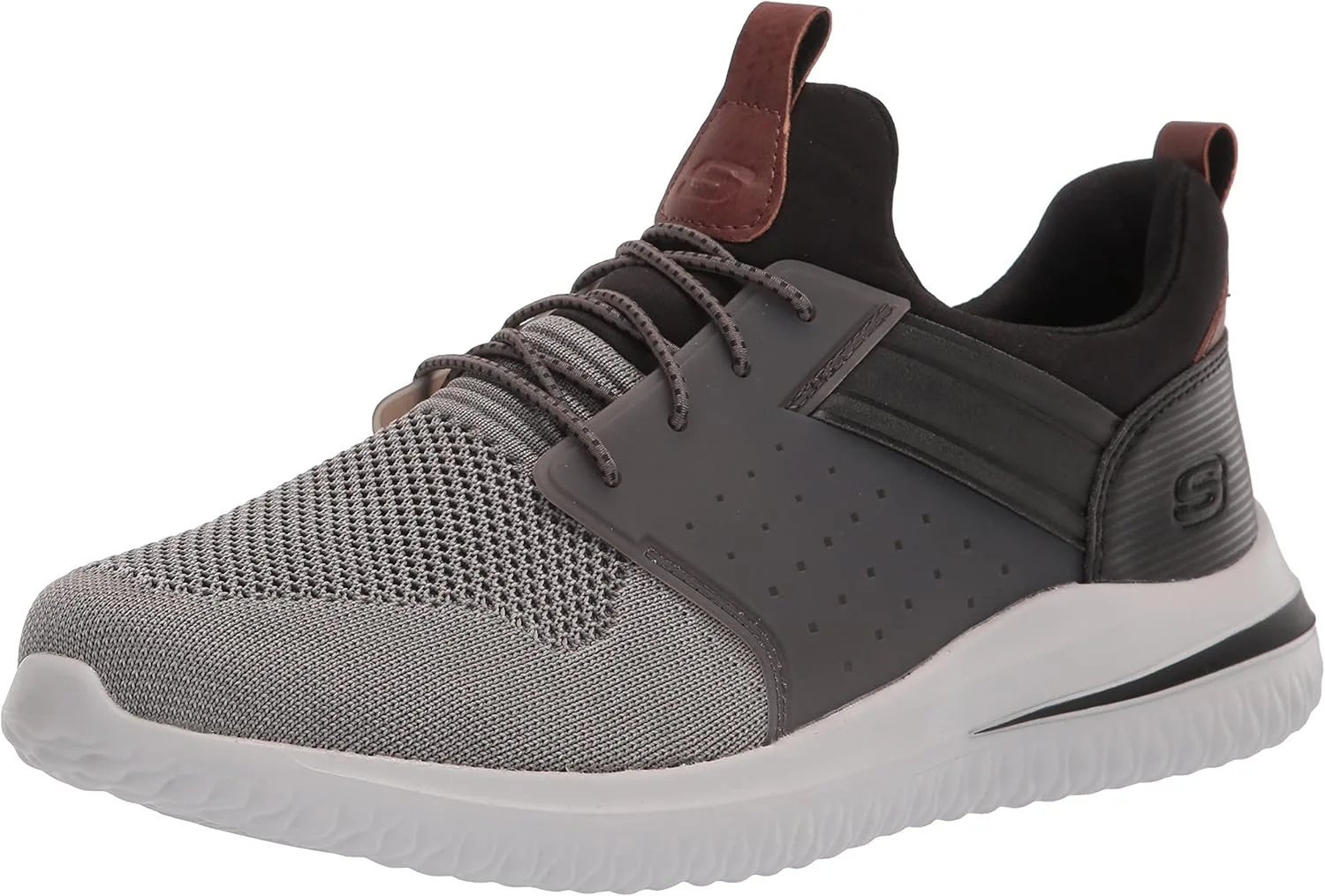 Мужские походные кроссовки Skechers с вязаным верхом и шнуровкой на резинке, черный/серый