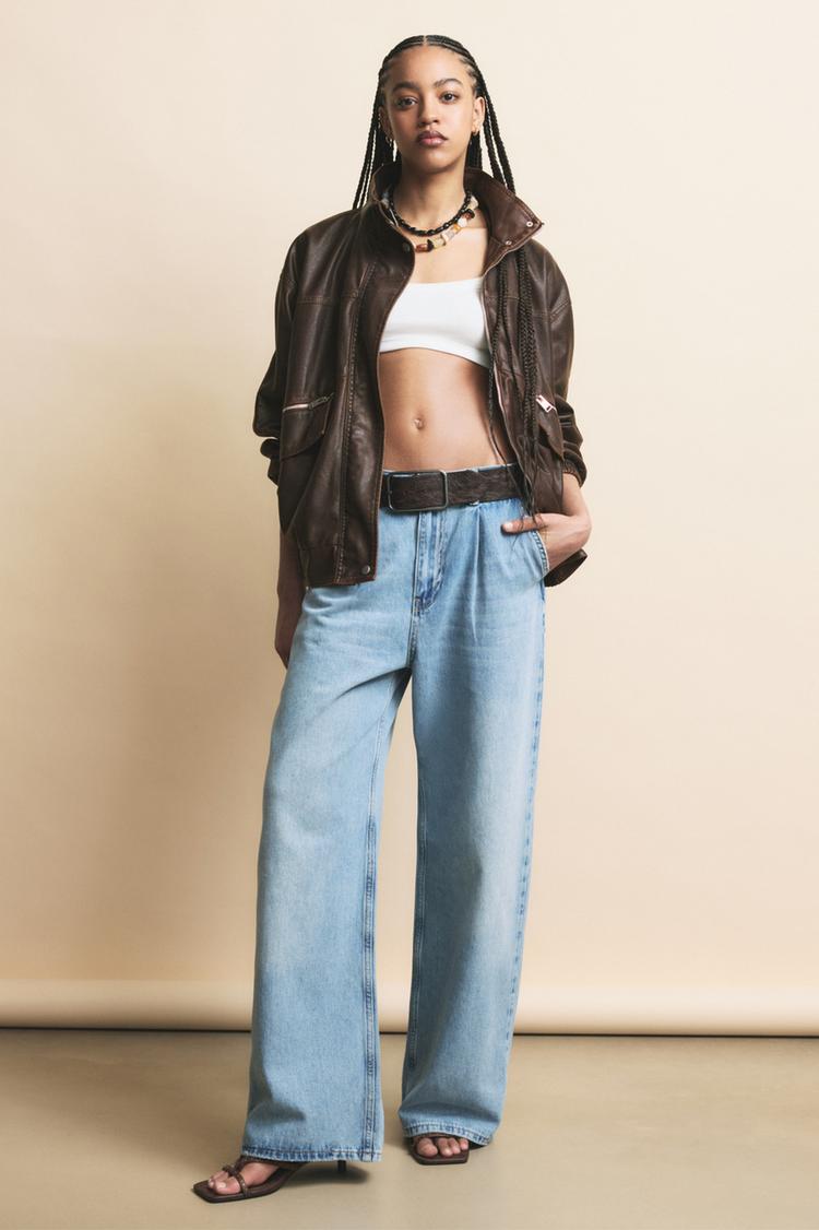 

Куртка из искусственной кожи с молниями Pull And Bear, коричневый