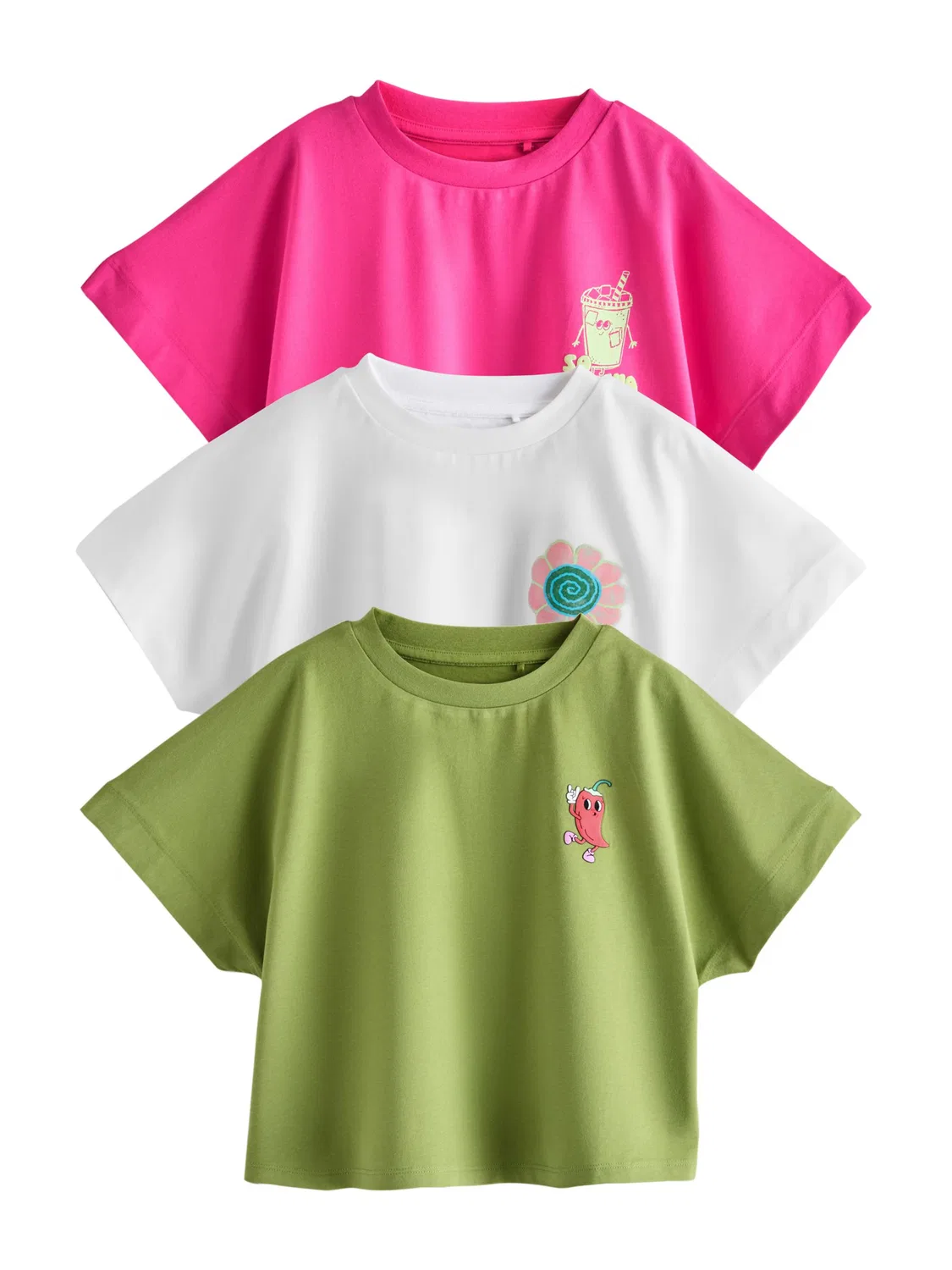 Футболка Next, Kiwi/Fuchsia/White