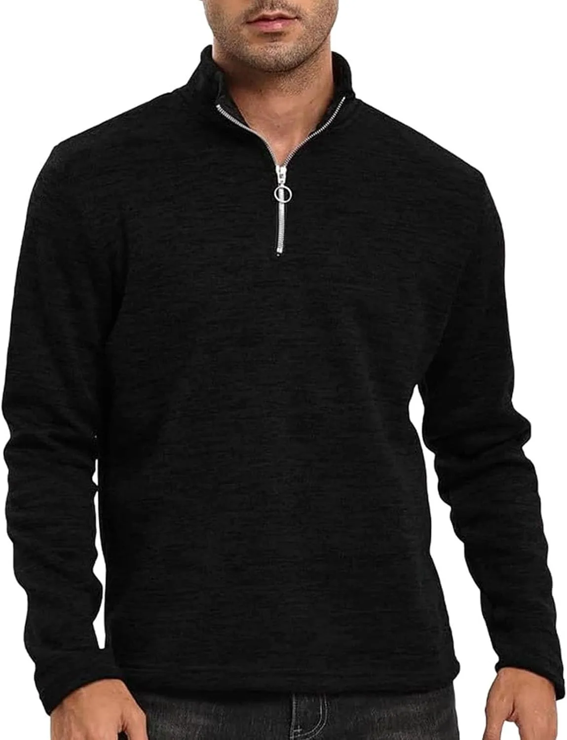 Полузастежка стойка пуловер мужской slim fit длинный рукав