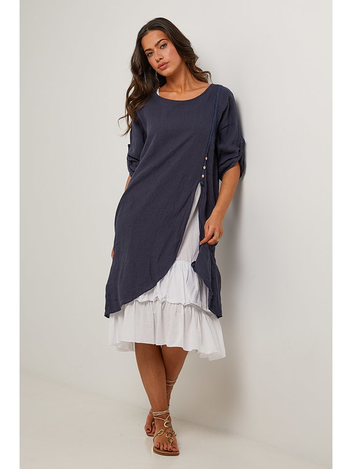 

Платье до колена Le Monde du Lin, темно-синий/белый