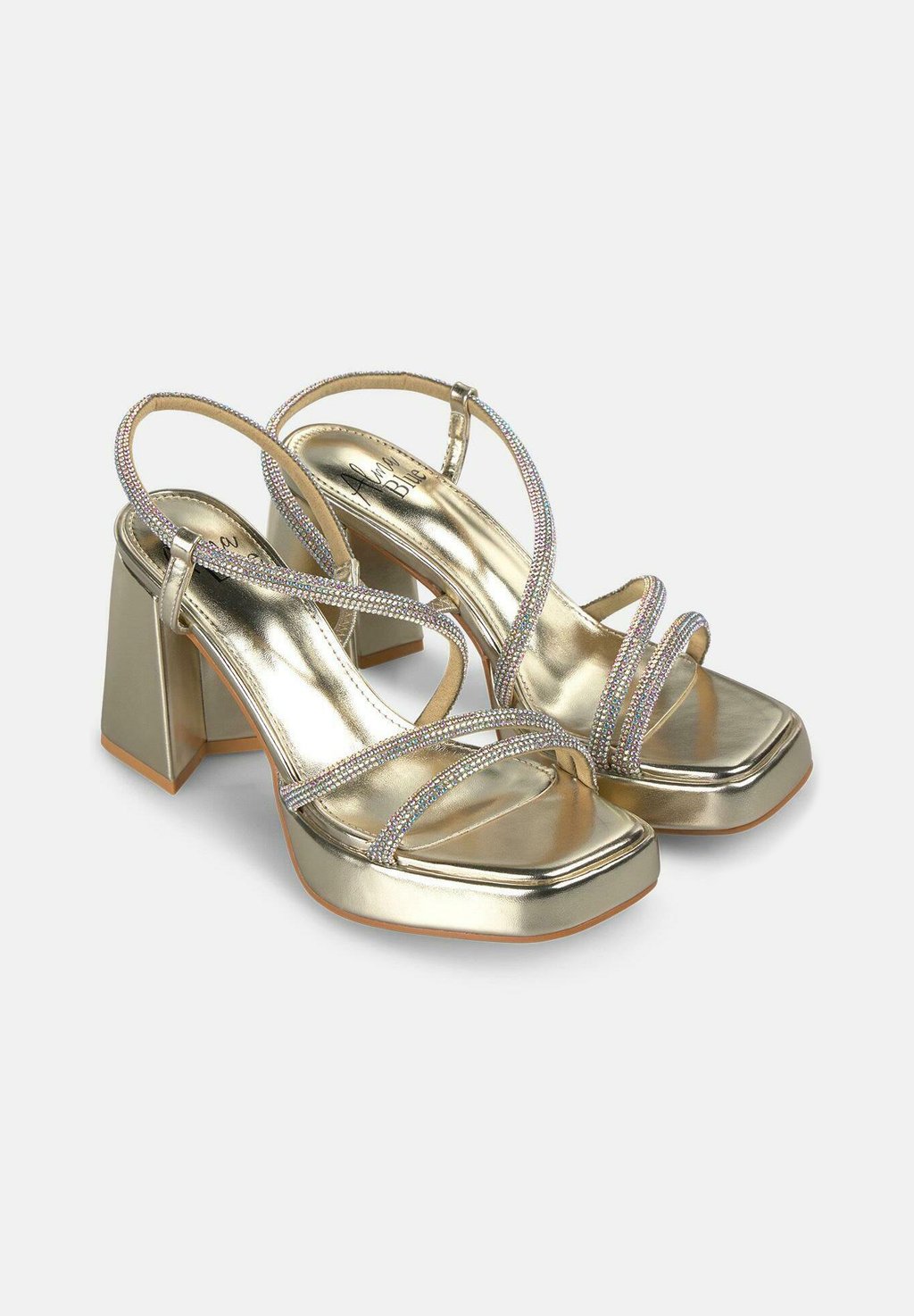 Сандалии CON TACÓN ANCHO PUNTERA CUADRADA Y CIERRE - High heeled sandals Alma Blue, золотой — фото 2