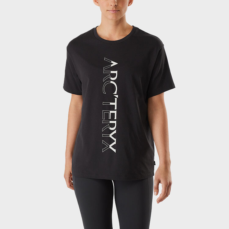 Футболка женская Arcteryx с двухцветным логотипом, черный — фото 2