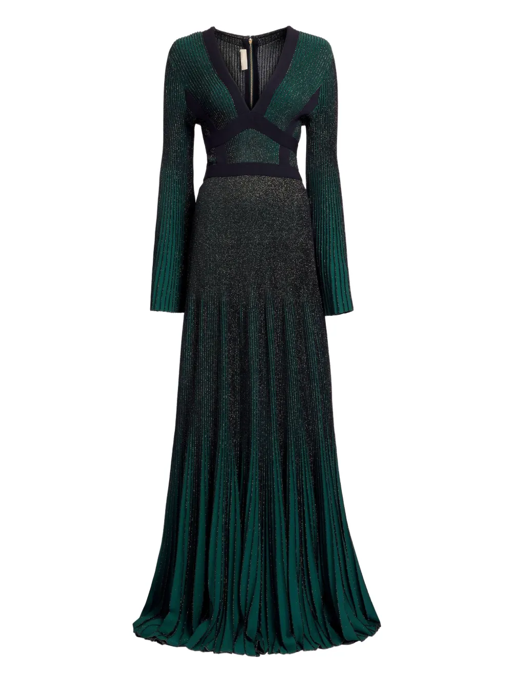 

Платье-макси из плиссированного трикотажа Elie Saab, зеленый