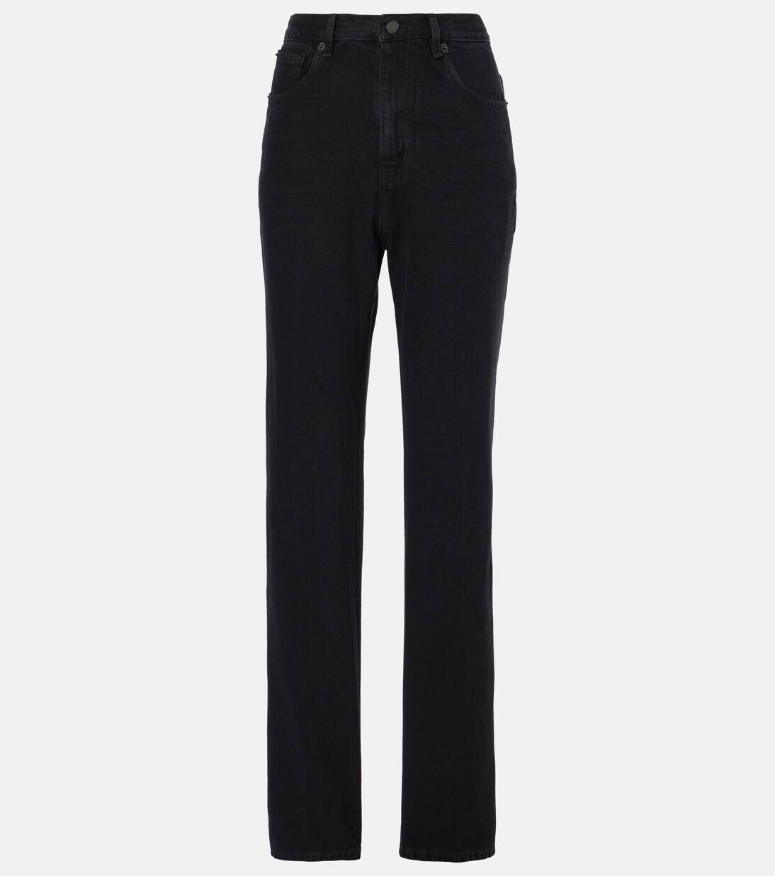 

Прямые джинсы средней посадки Saint Laurent, цвет plain carbon black