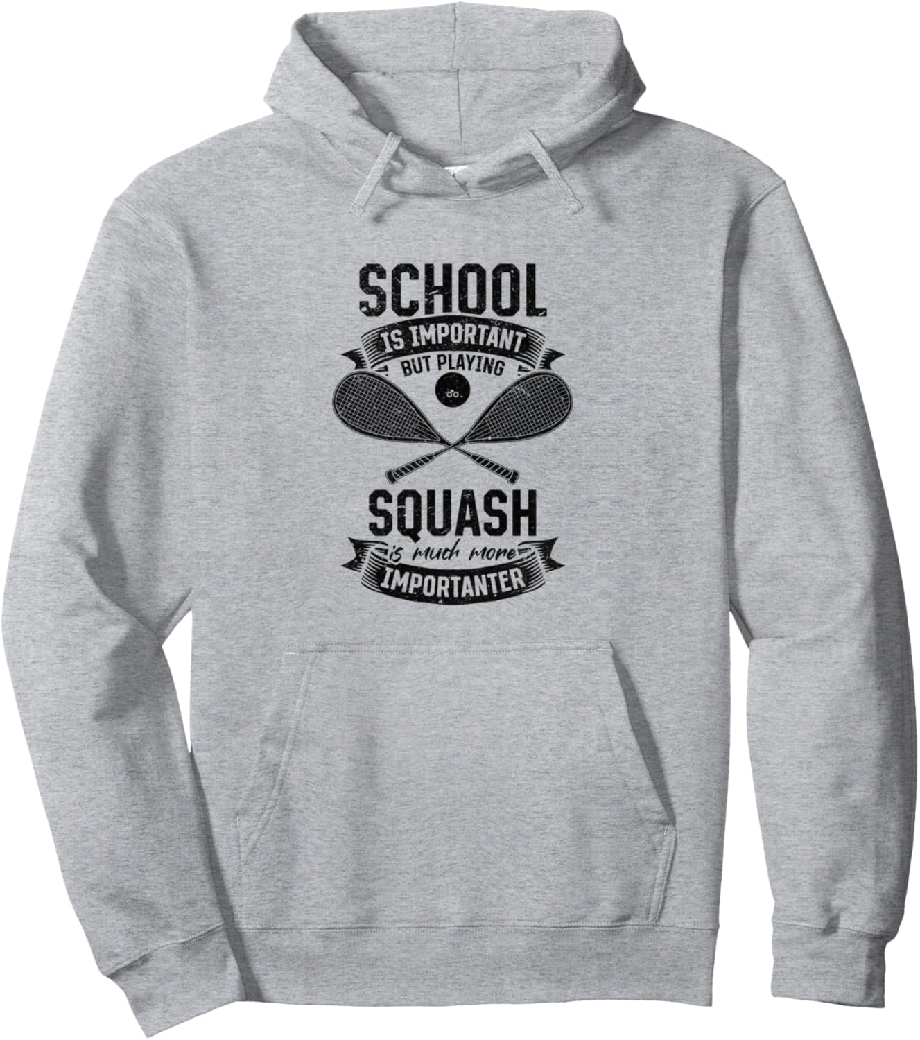

Школа важна, но и игры, и сквош тоже важны. Толстовка Squash Player School Kids Squash Player, серый