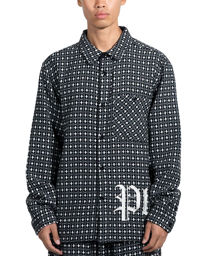 

Рубашка Cross Work Regular Fit с пуговицами спереди Pleasures, серый